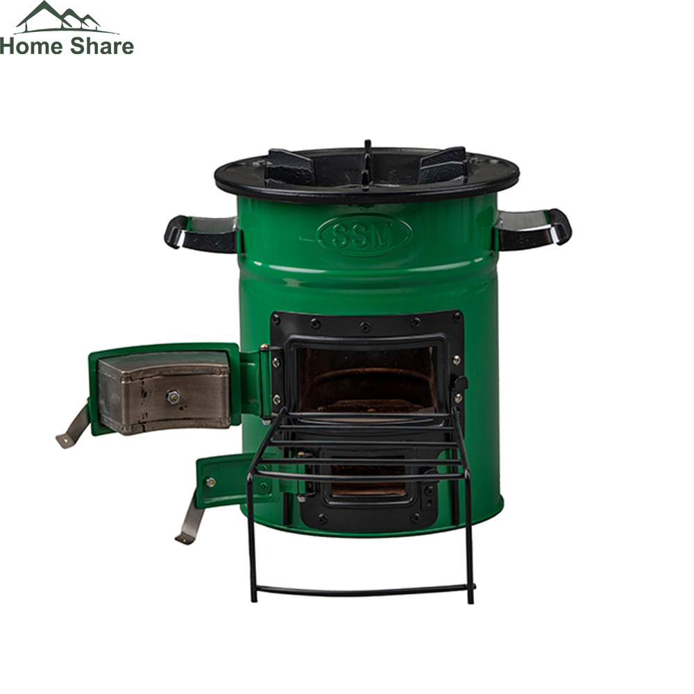 Hot Sale 26cm Top Two Doors Wood And Charcoal Camping Stove Bbq Grill