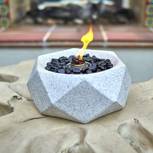 Grey portable fire pit  Ventless Indoor Fireplace  Concrete Tabletop  Fire Pit Bowl