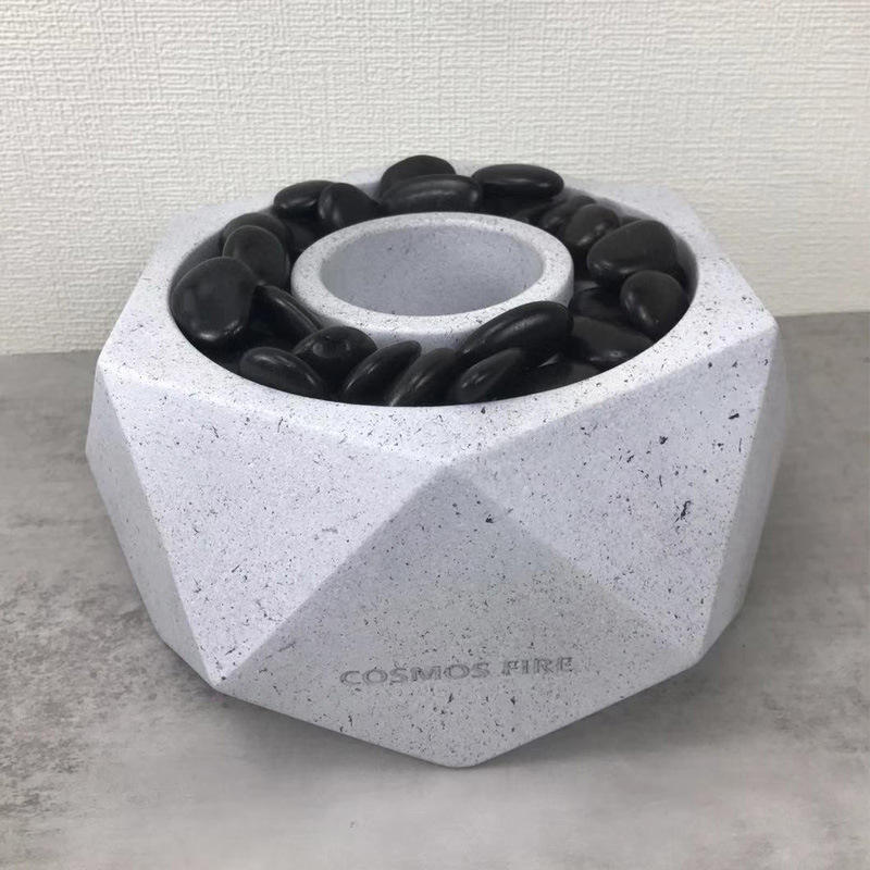 Grey portable fire pit  Ventless Indoor Fireplace  Concrete Tabletop  Fire Pit Bowl