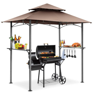 Wholesale Steel Double Tiered Canopy Waterproof BBQ Gazebo Shelter Outdoor Garden Grill Canopy