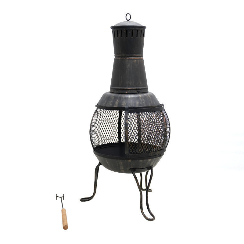 Outdoors Backyard Patio Wood Burner Firepit Garden Antique Bronze Chiminea Fire Pit