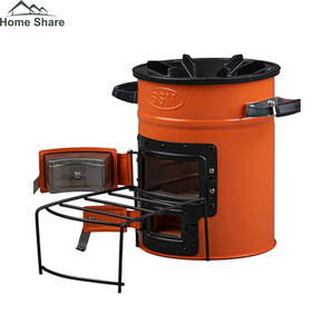 Hot Sale 26cm Top Two Doors Wood And Charcoal Camping Stove Bbq Grill