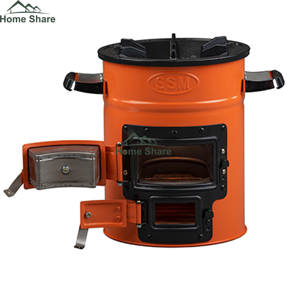 Hot Sale 26cm Top Two Doors Wood And Charcoal Camping Stove Bbq Grill