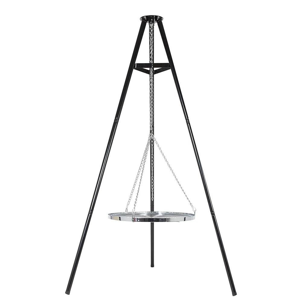 Round Chain Grill Camping Garden Outdoor Black Vertical Adjustable Tripod Fire Pit Hanging Charcoal BBQ Grill