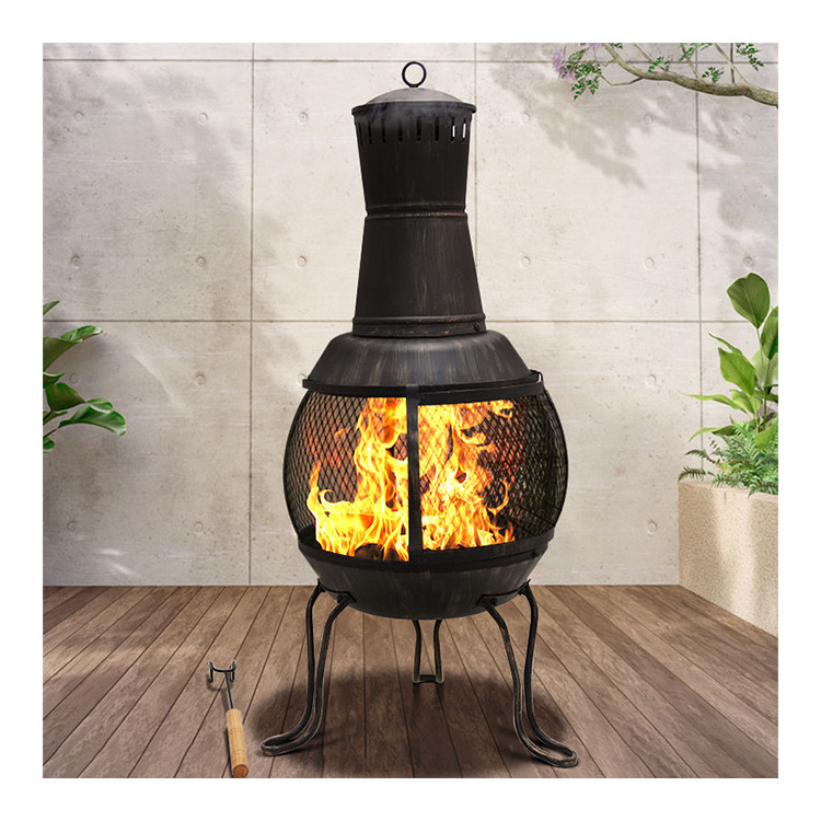 Outdoors Backyard Patio Wood Burner Firepit Garden Antique Bronze Chiminea Fire Pit