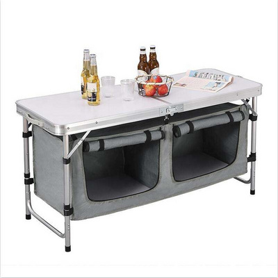 Camping Cupboards Adjustable Height Outdoor Garden Cabinet Table Aluminum Suitcase Folding Kitchen Picnic Table