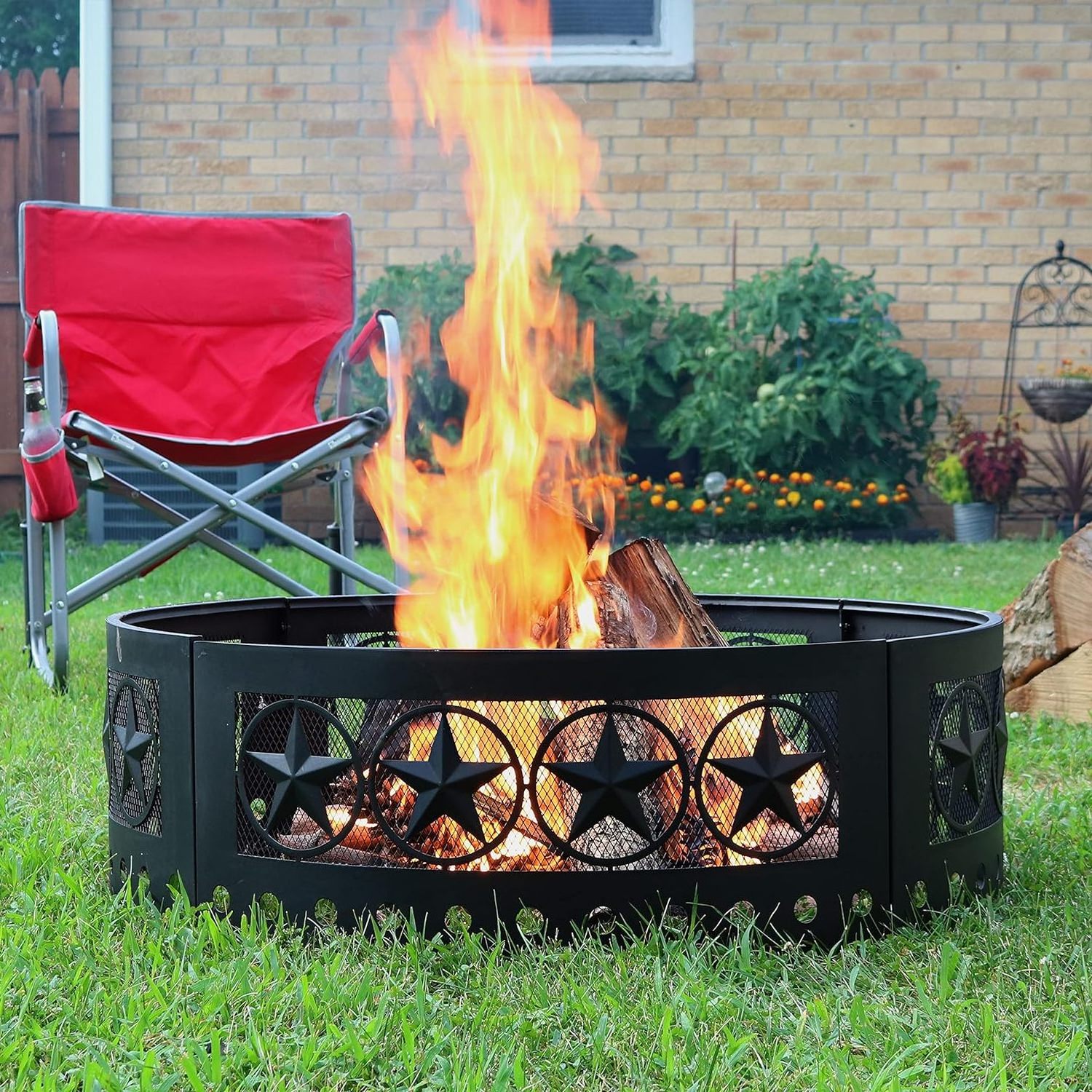 36 inch fire ring heavy duty steel metal rim patio backyard campfire rings