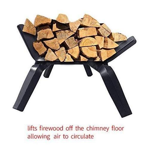 Solid Steel Cast iron fireplace grates 24 inch for Outdoor Kindling Tools Pit Wood Stove Firewood Burning Rack Holder