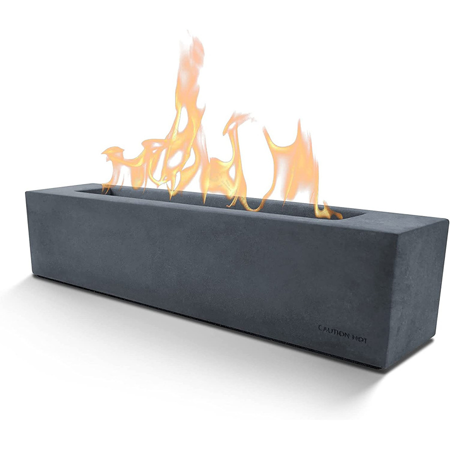 Concrete Rectangle Table Top Fire Pit Bowl Smokeless Odorless Tabletop Fire Pit for Patio