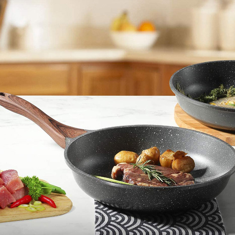 Best price kitchenware cookware sets forged aluminum marble nonstick fry pan