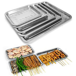 Stainless Steel Rectangular Plate Barbecue Grilled Fish Tray Large Food Container BBQ Baking  Stainless Steel Tray