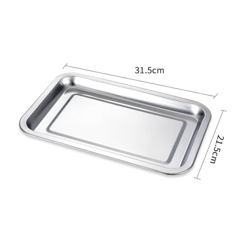 Stainless Steel Rectangular Plate Barbecue Grilled Fish Tray Large Food Container BBQ Baking  Stainless Steel Tray