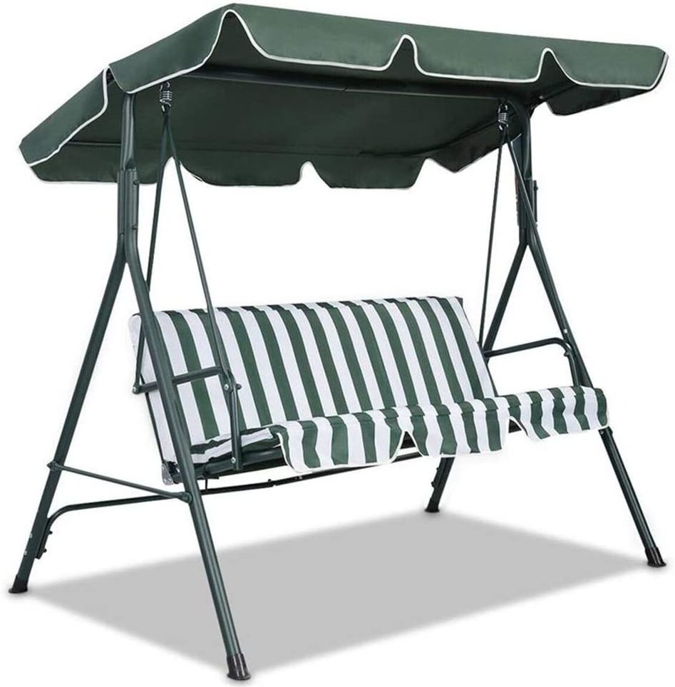 Garden Swing Chair with Powder-Coated Steel Frame and Polyester Fabric Outdoor Canopy Hammock Patio Furniture Seat