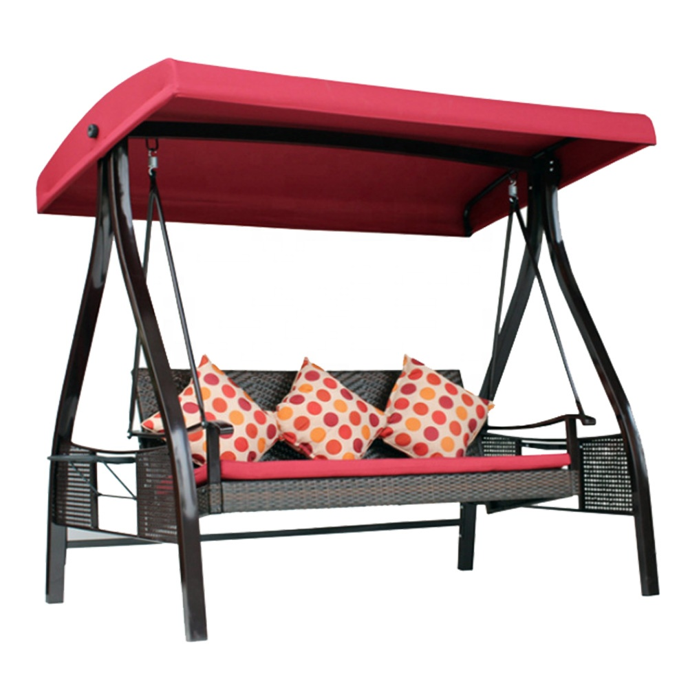 Outdoor Swing Chair Seats 3 Porch Patio Swing Glider with Durable Steel Frame and Padded Cushion