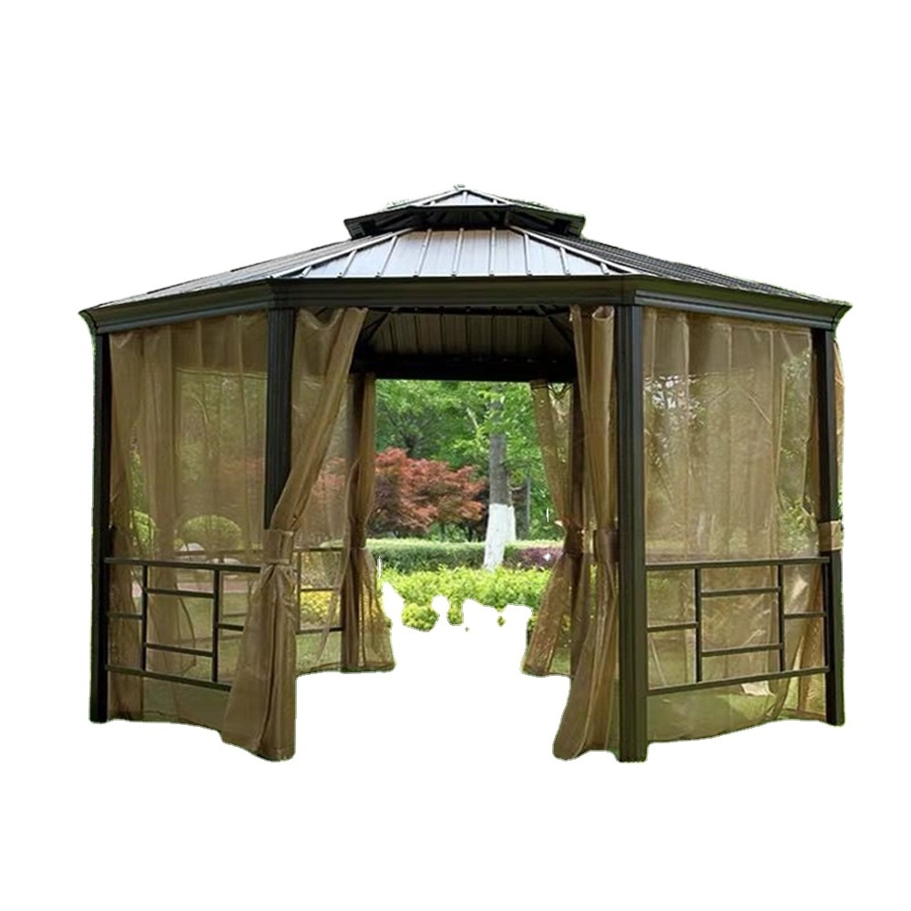 Made in china good price garden luxurious dome aluminium gazebo With the curtain rainproof pavilion gazebo outdoor