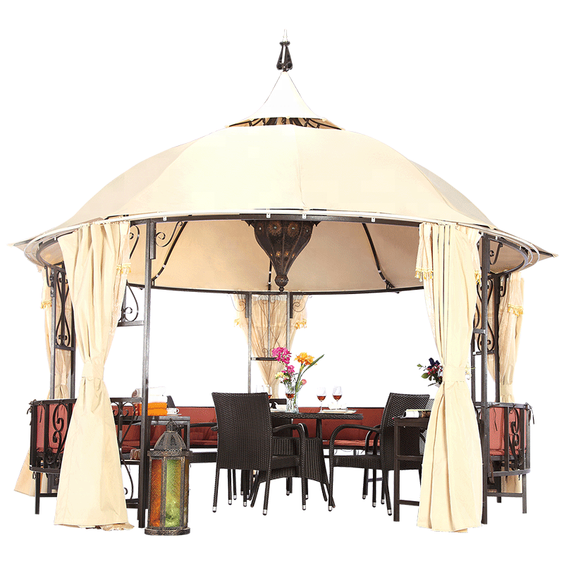 Tuoye Outdoor Luxury Round Gazebo with Bench Mosquito Net Arabic Tent 400cm