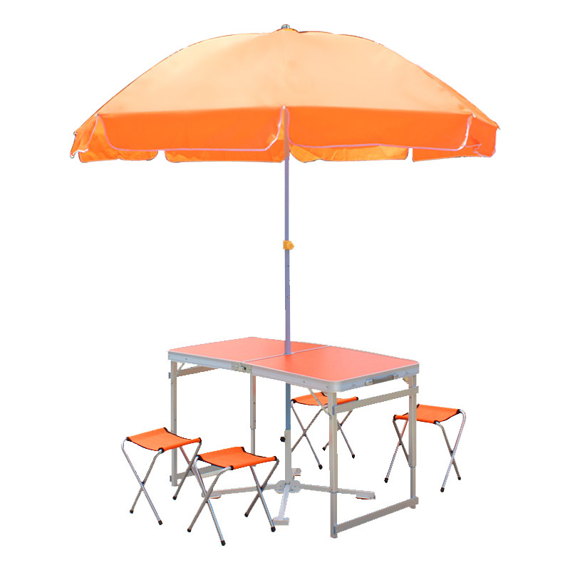 Outdoor Aluminium Portable Picnic Camping promotion Table with 4 Chairs garden BBQ beach umbrella with chair folding