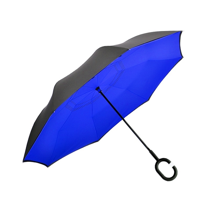 Hot sell C Shape Handle Inverted Reverse Umbrella with Logo Prints