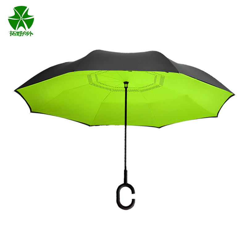 Hot sell C Shape Handle Inverted Reverse Umbrella with Logo Prints