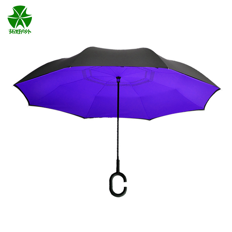 Hot sell C Shape Handle Inverted Reverse Umbrella with Logo Prints