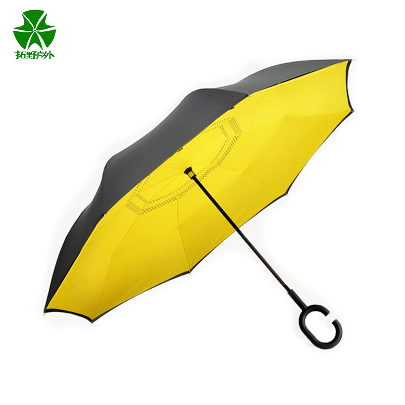 Hot sell C Shape Handle Inverted Reverse Umbrella with Logo Prints