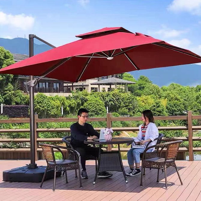 High Quality Wholesale Custom Cheap Light Energy Patio Solar Umbrella With Crank And Led Lights