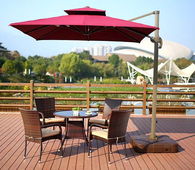 Garden Restaurant Cafe Hotel Umbrellas & Bases 3x3/2.5x2.5m Outdoor Foldable Parasol Cantilever Patio Umbrella