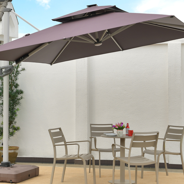 Garden Restaurant Cafe Hotel Umbrellas & Bases 3x3/2.5x2.5m Outdoor Foldable Parasol Cantilever Patio Umbrella