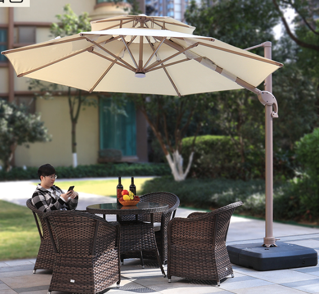 Garden Restaurant Cafe Hotel Umbrellas & Bases 3x3/2.5x2.5m Outdoor Foldable Parasol Cantilever Patio Umbrella