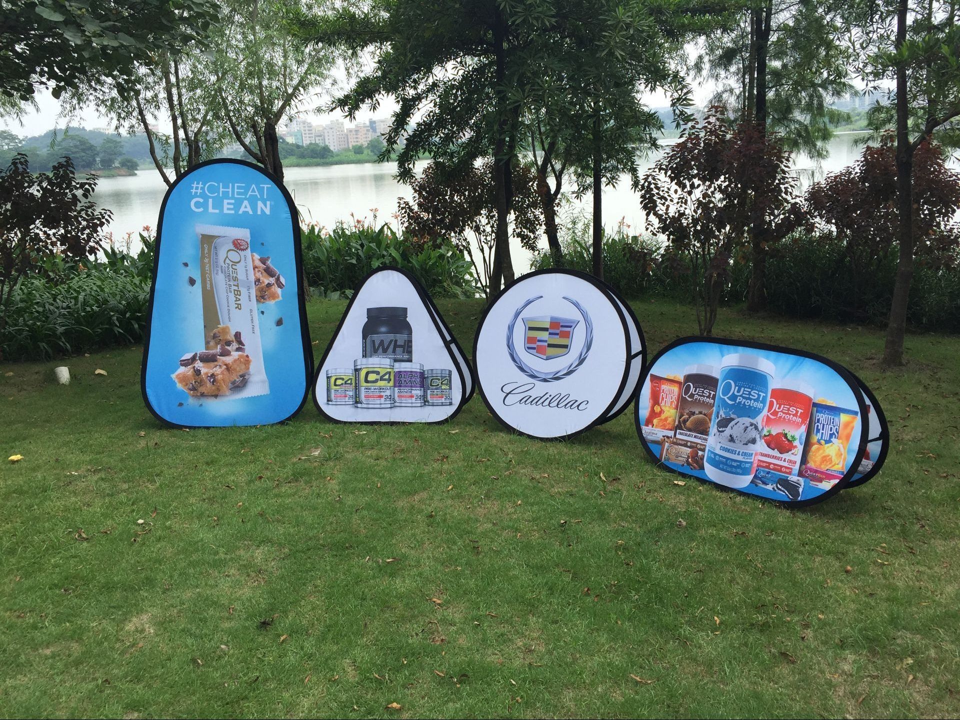 Outdoor Golf Soccer Event Display Stand Promotional Advertising Triangle/Circle/Oval/Verticle/Horizonta Pop Up A Frame Banner