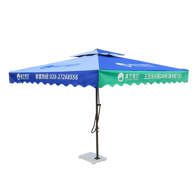 Tuoye 15ft Garden Commerical Unique Patio Double Sided Market Umbrellas With Crank And Plastic Sand Bag