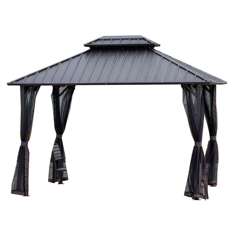 Tuoye Outdoor High Quality Popular Solid Metal Roof  3*3.6/3*4.2m Sunshade Gazebos With Mosquito Net Outdoor Pavilion Tent