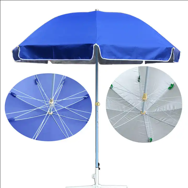 Ty Logo Customized Promotional Patio Parasol With Base Silver Coating Outdoor Sun Beach Plastic Tip Unbreakable Umbrella