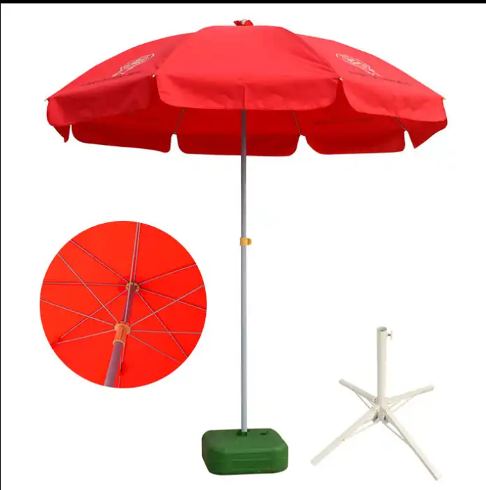 Ty Logo Customized Promotional Patio Parasol With Base Silver Coating Outdoor Sun Beach Plastic Tip Unbreakable Umbrella