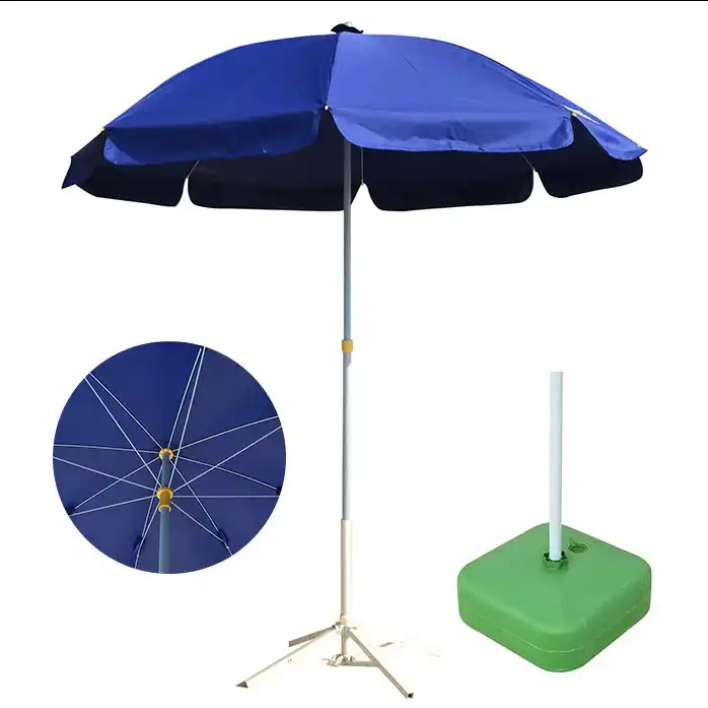 Ty Logo Customized Promotional Patio Parasol With Base Silver Coating Outdoor Sun Beach Plastic Tip Unbreakable Umbrella