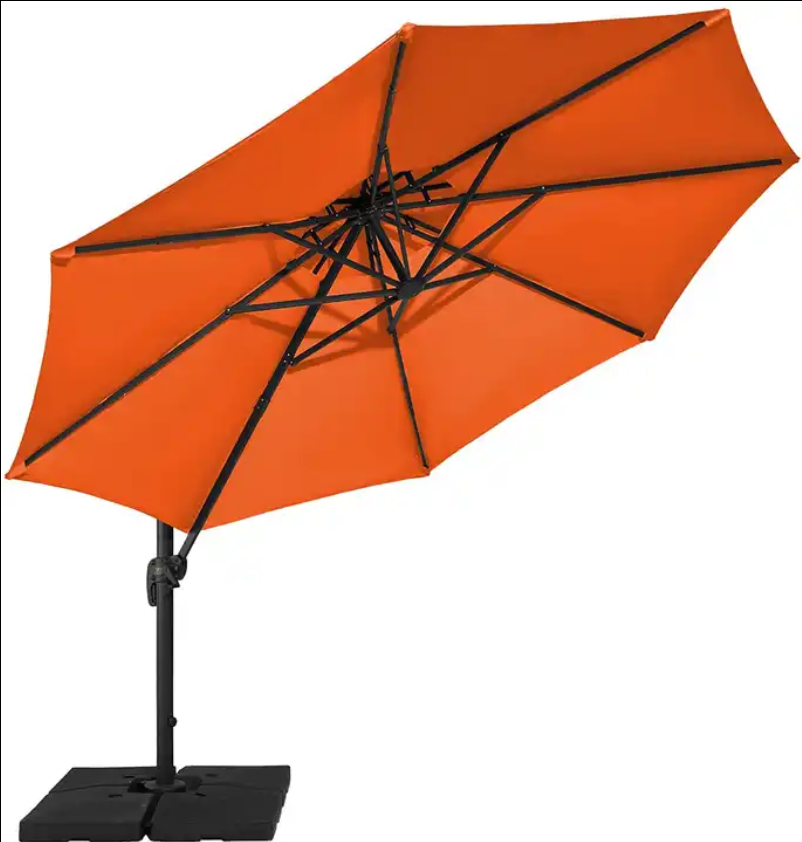 Ty Outdoor Sun Solar LED Panels Light Patio Roma Parasol Roman Umbrella For Garden Shading