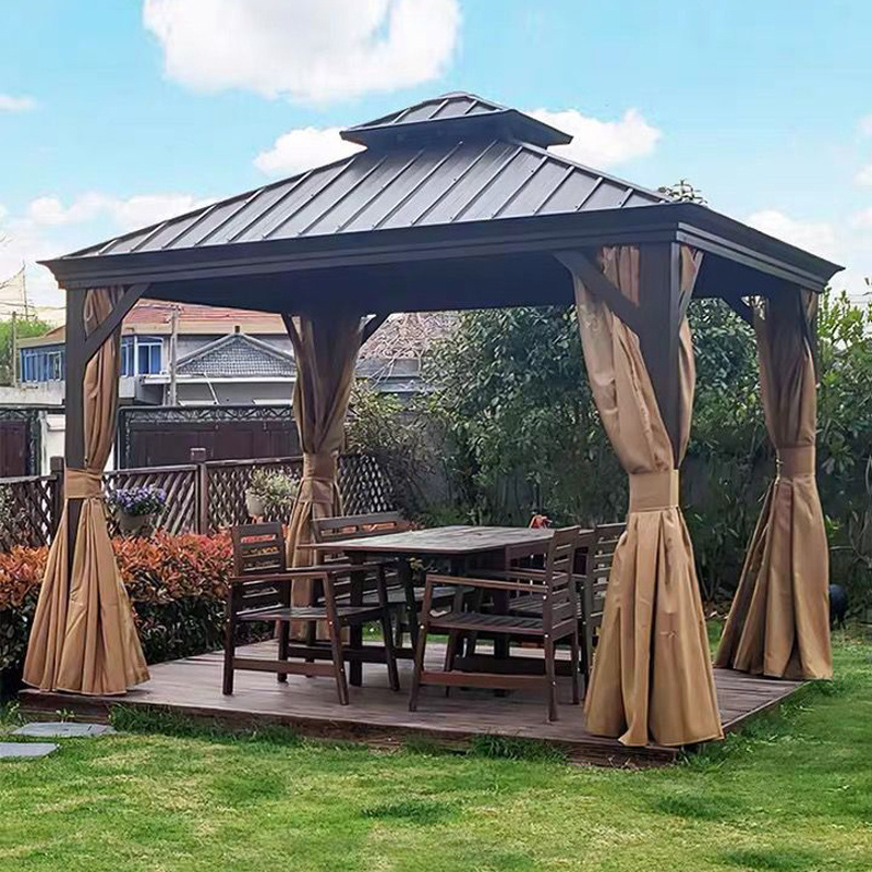 Tuoye  High Quality Outdoor Gazebos Garden Double Polycarbonate Roof Pavilion