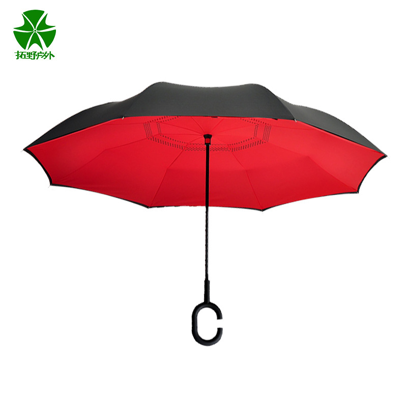 Tuoye Double Sided Custom Printed Logo Rian Car Upside Down  Reserve Umbrella