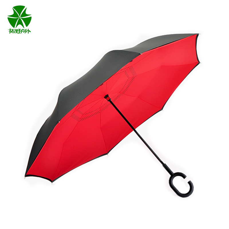 Tuoye Double Sided Custom Printed Logo Rian Car Upside Down  Reserve Umbrella