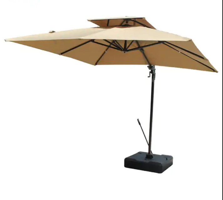 Ty Outdoor 10ft Round Cantilever Offset Hanging Umbrella With Canopy