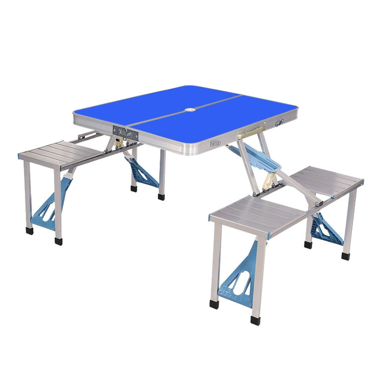 TUOYE folding Picnic Table with 4 Seats Aluminium Alloy Portable Desk Bench for Indoor Outdoor