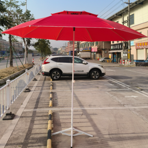 Tuoye 8Ft double layer  Beach Umbrella Customization Advertising umbrella Sunshade Parasol Manual Open Sun umbrella Waterproof