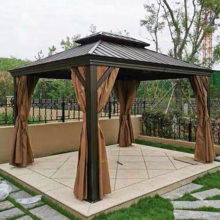 Tuoye  High Quality Outdoor Gazebos Garden Double Polycarbonate Roof Pavilion