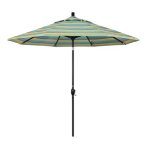 Ty Patio outdoor 9 ft square center pole umbrellas wooden finish parasols with stone base