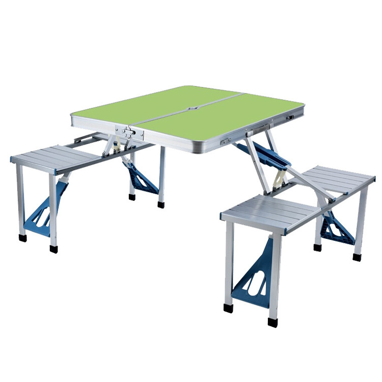 TUOYE folding Picnic Table with 4 Seats Aluminium Alloy Portable Desk Bench for Indoor Outdoor