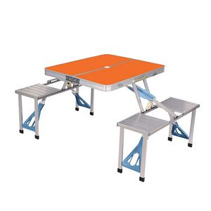 TUOYE folding Picnic Table with 4 Seats Aluminium Alloy Portable Desk Bench for Indoor Outdoor