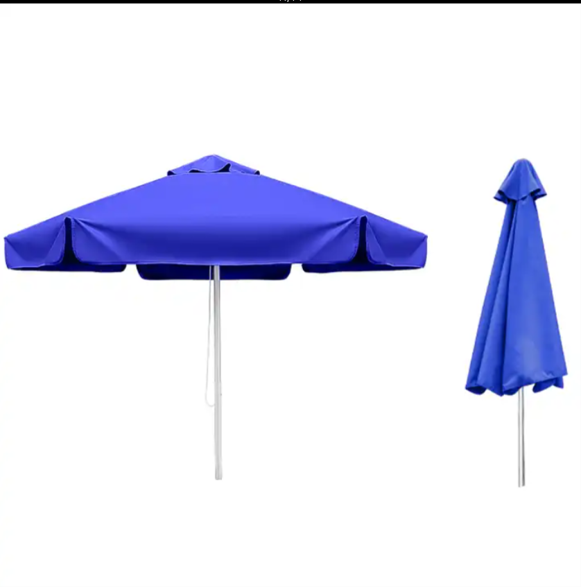 Ty Patio outdoor 9 ft square center pole umbrellas wooden finish parasols with stone base