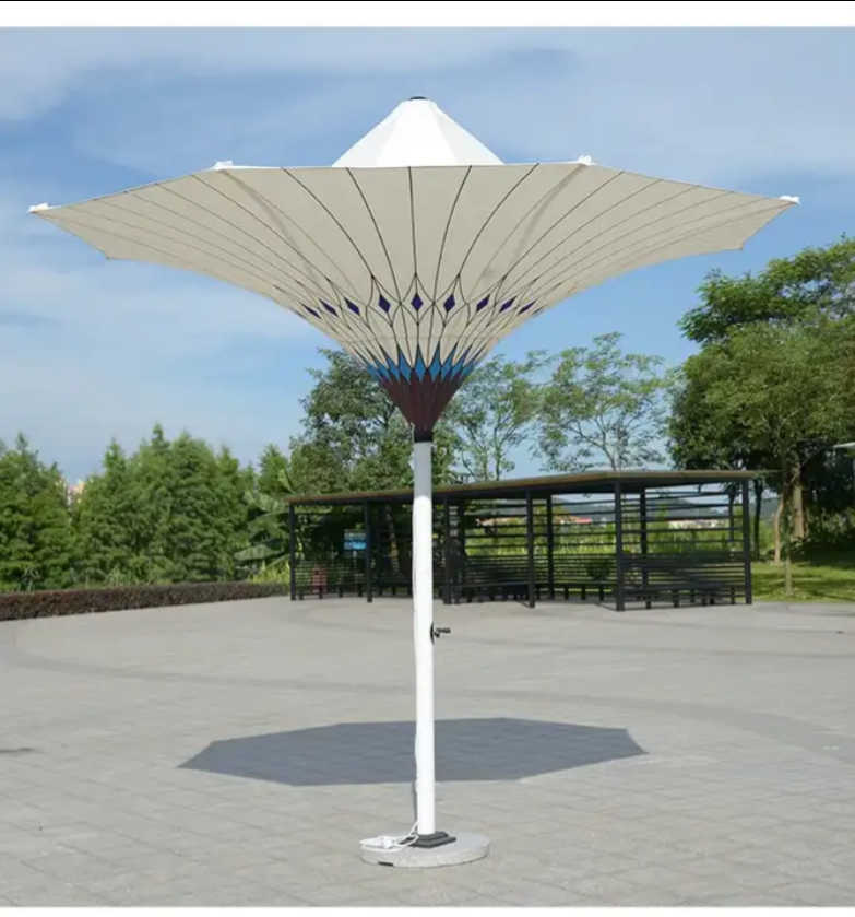 Ty New Design Large Outdoor Furniture Custom Colourful Led Lantern Umbrella Flower Shaped Umbrella For Restaurant And Cafe