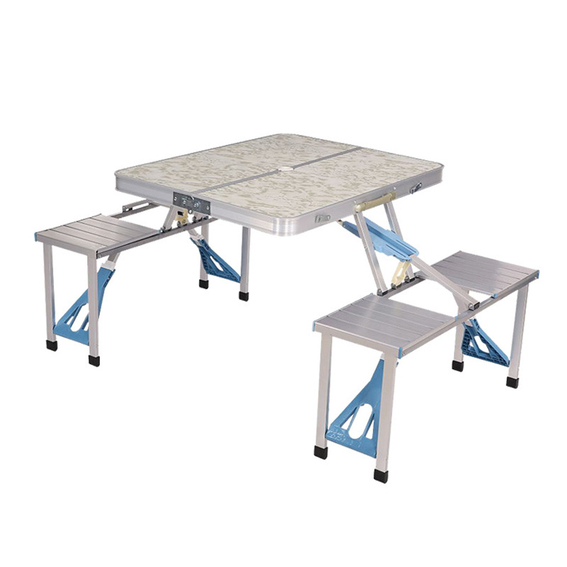 TUOYE folding Picnic Table with 4 Seats Aluminium Alloy Portable Desk Bench for Indoor Outdoor