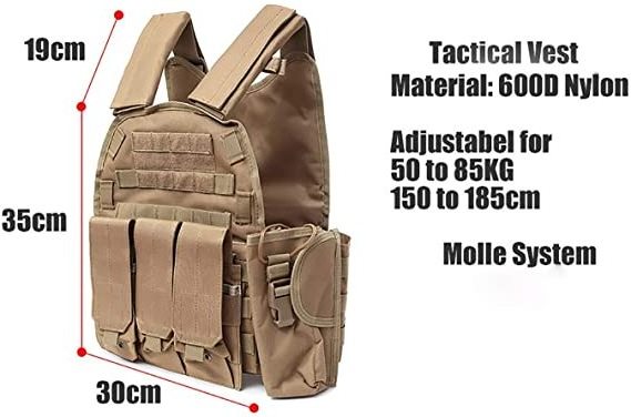 DMAIP Molle Tactical Vest Combat Security Training Tool Pouch Modoular Protective Durable Tactical Vest